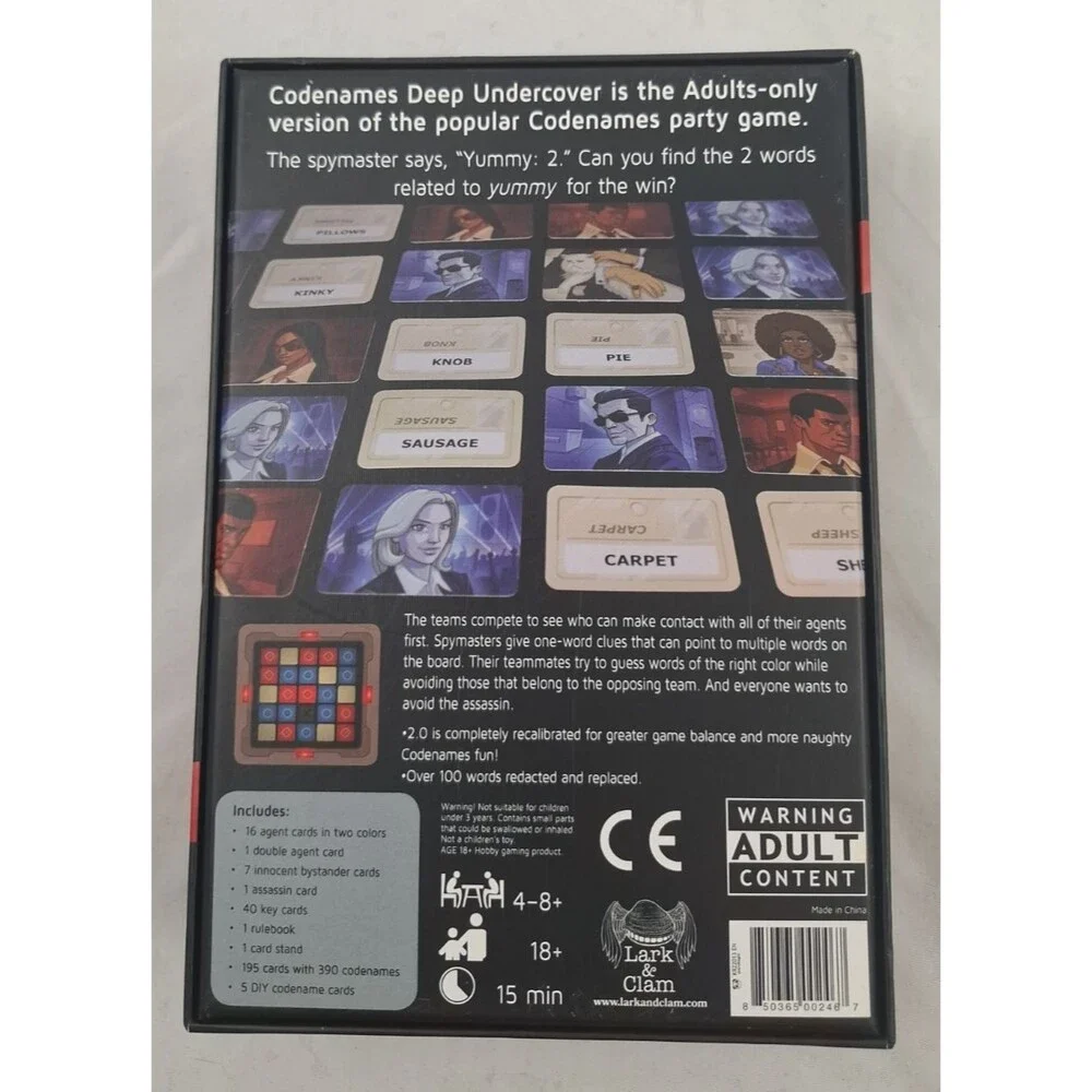 Codenames Deep Undercover 2.0 Adult Word Game by Lark & Clam-Complete-NICE!